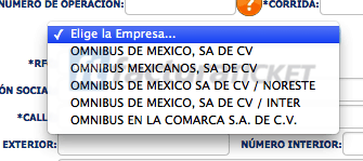 Omnibus de México  Paso 2 – Capture los datos del boleto y de su Domicilio Fiscal