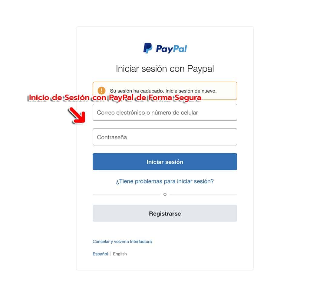 PayPal Paso 1 Inicie sesión en el sistema de facturación