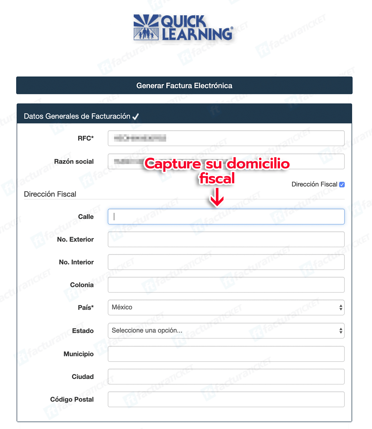 Quick Learning Paso 1 Capturar Información Fiscal