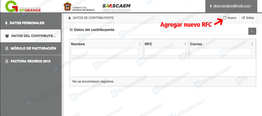 Autopista Remedios Ecatepec (Saascaem)  Paso 2 – Capture sus Datos Fiscales