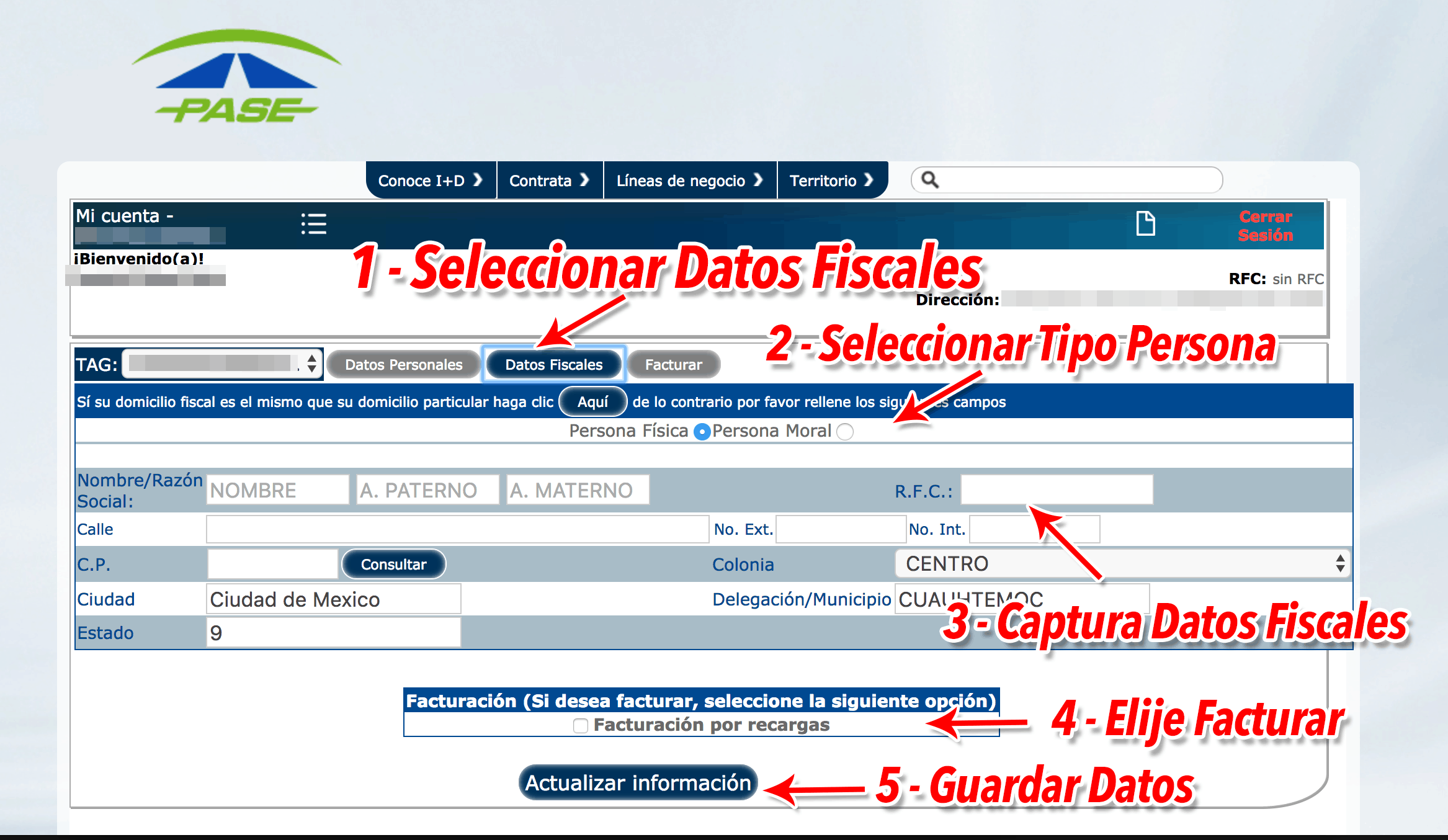Tag Pase I+D México Paso 2  Verifica Datos Fiscales