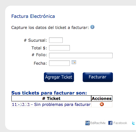 Tiendas Extra Paso 1Capture Datos del Ticket